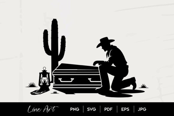 Cowboy Mourning Coffin Silhouette Art Review