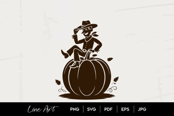 Cowboy Sitting on Pumpkin Silhouette Review