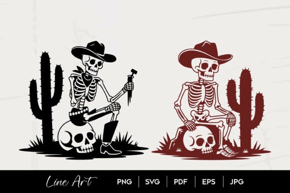 Cowboy Skeleton Cactus Line Art Review