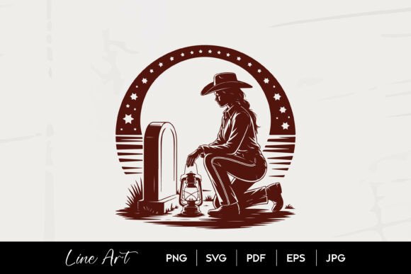 Cowgirl Grave Lantern Line Art Review