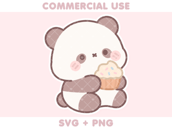 Cute Panda Holding Cupcake