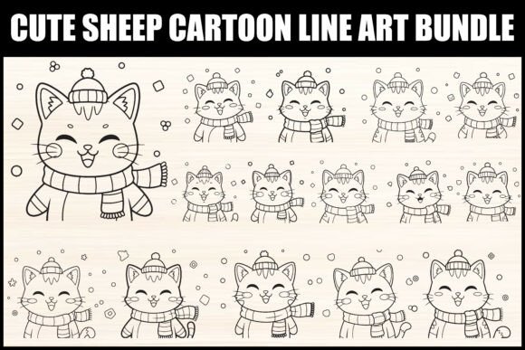 Cute Sheep Cartoon Line Art Bundle Review
