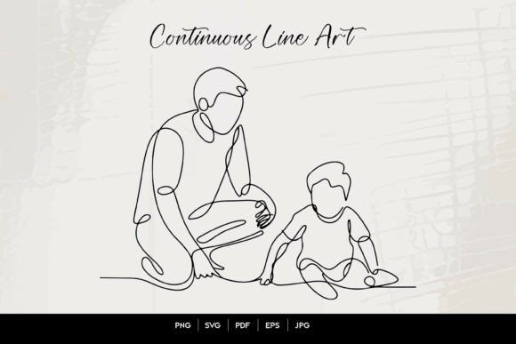 Dad and Son Line Art SVG Review