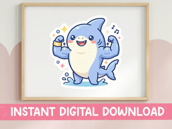 Flexing Shark Workout Kawaii SVG Review