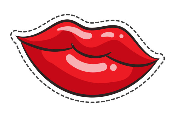 Glossy Red Lips Smile. Fashion Desire St