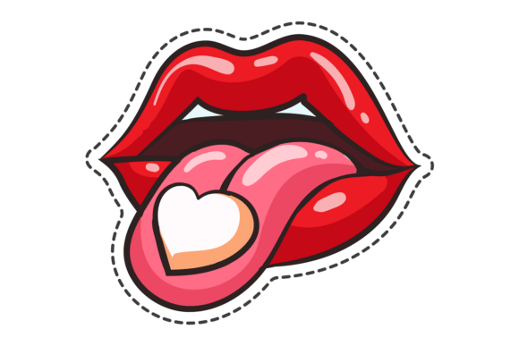 Love Pill on Female Tongue. Valentine Ca