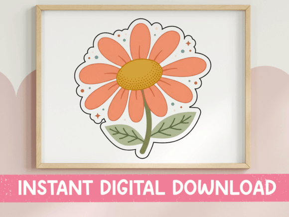 Retro Peach Daisy Flower Sticker Review
