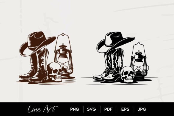 Review: Cowboy Boots Hat Skull Lantern Art