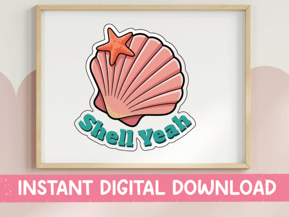 Shell Yeah Seashell Beach Sticker Design
