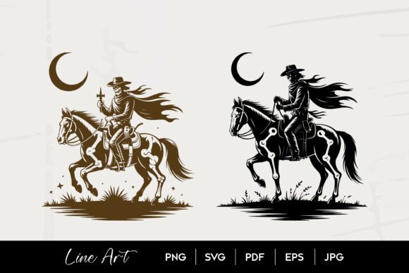 Skeleton Cowboy Riding Horse Under Moon Embroidery Review