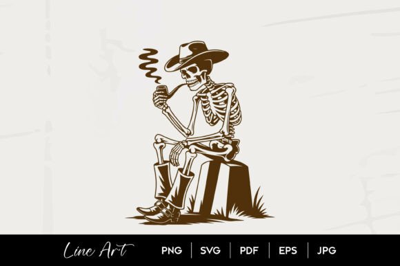Skeleton Cowboy Smoking Pipe Art Review